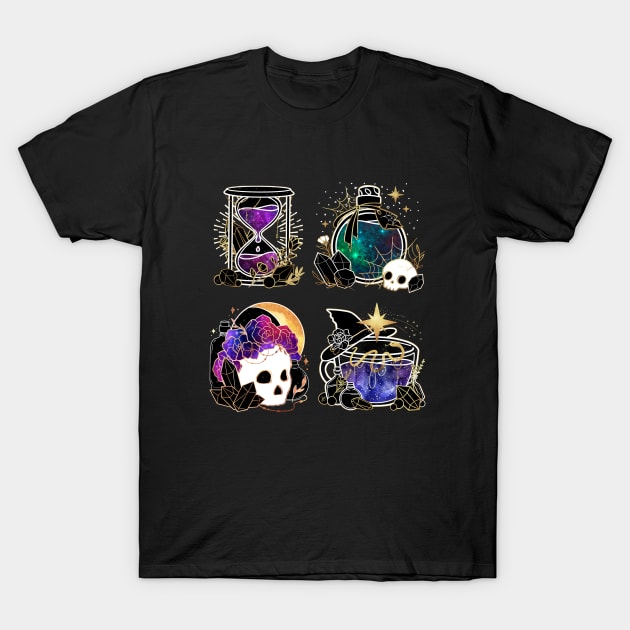 Elegant Gold and Galaxy Halloween Collection T-Shirt by heysoleilart